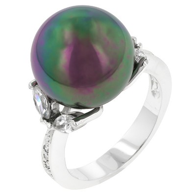 Slickblue Contemporary Women's Princess Ring – Green Cubic Zirconia with Marquise and Round Cut, Sizes 5-10