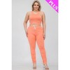 Slickblue Plus Size, Crop Tank Top & Ruched Pants Set, Stretch Fabric, Loungewear, Color Options, Size 1XL-3XL - 2 of 4