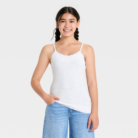 Art Class Girls' Lace Cami Top - art class™ Heather Gray M