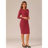 Allegra K Women's Round Neck Bracelet Sleeve Peplum High Waist Work Office Pencil Dress - 3 of 4