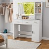 DOMETOUR White Dressing Table with LED Mirror, Power Outlet, Drawers, Storage Box, Shelf & Cushioned Stool - 3 of 4