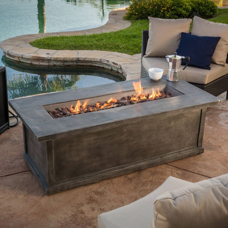 Anchorage 56" MGO Gas Fire Table with Concrete Tank Holder- Rectangular -Gray Wood - Christopher Knight Home, 1 of 10