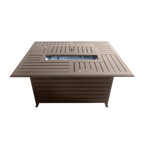 Rectangular Aluminum Outdoor Fire Pit, Az Patio Heaters Outdoor Conventional Propane Fire Pit In Hammered Bronze