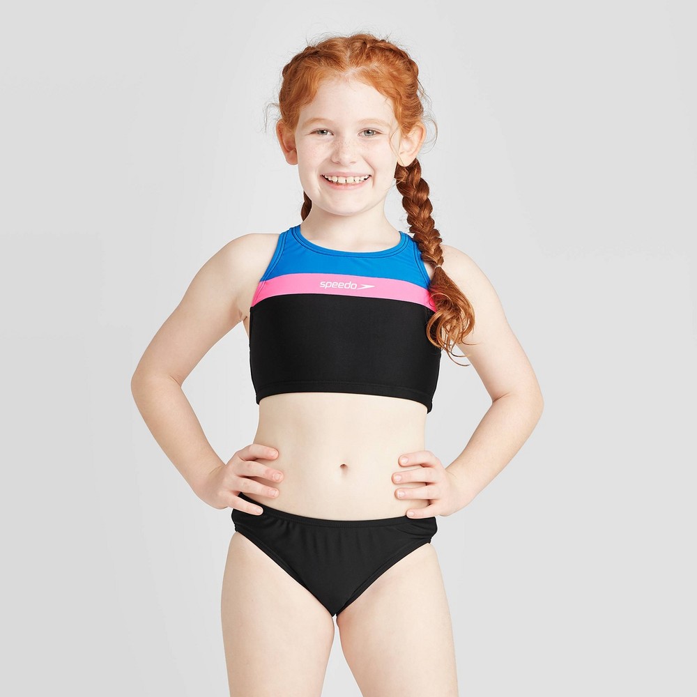 Girls 7-16 Speedo Heather Splice Boyshort Bikini Swimsuit Set