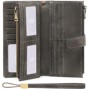 Clotth Womens Large Capacity RFID Blocking Wallet with Removable Wrist Strap –PU Leather Bifold Credit Card Holder & Travel Clutch for Daily Use - 1 of 4