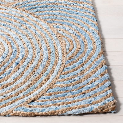 Handmade Blue and Natural Jute 4' x 6' Area Rug