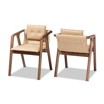 2pc Marcena Imitation Leather Upholstered and Wood Dining Chair Set - Baxton Studio