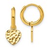 Chisel Stainless Steel Polished Hammered Yellow IP-plated Heart Dangle Hoop Earrings - 2 of 4