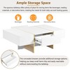 Lyngins Geometric Coffee Table with LED Strip Lights – UV High-Gloss Finish, Double-Layer Storage, 2-Tier Square Center Table for Living Room - 3 of 4