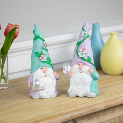 Whimsical 7.75" Purple and Green Polyresin Garden Gnome Statue