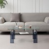Medium Tempered Glass & Metal Rectangular Coffee Table with 2-Tier Storage for Living Room and Office - 2 of 4