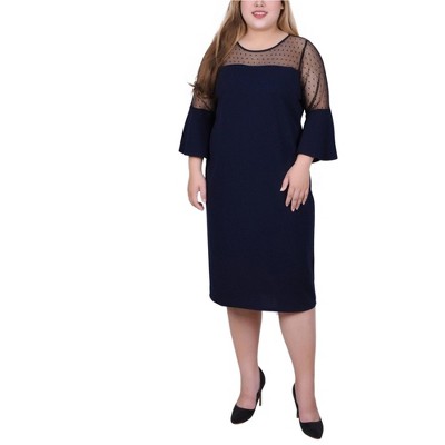 NY Collection Womens Illusion Neck Scuba Dress