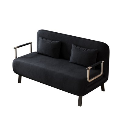 NicBex 3 Folding Sofa Beds Velvet Couch Convertible Chair to Bed with Adjustable Backrest and 2 Pillows
