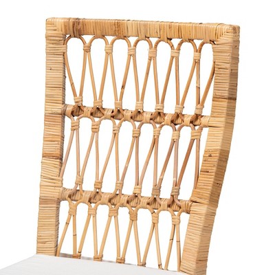 Natural Brown Rattan and Cane Dining Chair Set