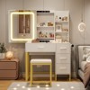 Modern Wooden Vanity Desk with LED Mirror and Stool Chair, Makeup Vanity Desk Set with 4 Drawers and Prower Outlet,Ideal Dressing Table - 2 of 4