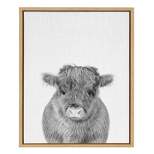 18" x 24" Sylvie Baby Cow Framed Canvas by Simon Te Tai Natural - Kate and Laurel