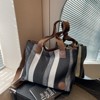 FATMOON Women's canvas shoulder bag, women's striped contrasting canvas crossbody bag, large capacity tote bag - 2 of 4