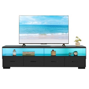 XIYUYEU TV Stand for 80 Inch TV with 4 Drawers,Modern TV Console with 2 Storage Shelves,Black/White/Walnut+Black - 1 of 4