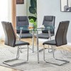 KWPZQEB Round Dining Table and Chairs for 4, Round Dining Table with Tempered Glass & Metal Legs, Paried With 4 High-quality PU Chairs for Dining Room - 3 of 4