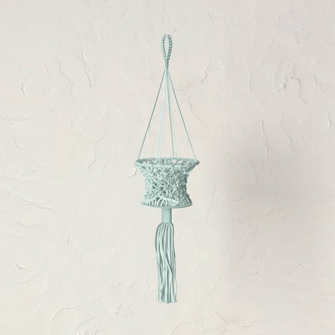 35" Hanging Macramé Basket Planter Holder Mint Green - Opalhouse™ designed with Jungalow™ - image 1 of 3