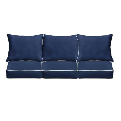 Sunbrella Outdoor Seat Cushion Navy Blue Ivory Target - Navy Blue Patio Seat Cushions