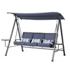 Outdoor Swing, Porch Swing with 2 Removable Side Tables, Lumbar Pillow, Canopy, 3 Wide Removable Seats, Patio Swing Chair for Courtyard Porch Backyard - 2 of 4