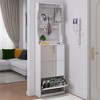 Slim Mirror Shoe Cabinet with 3 Flip Drawers, Hidden Shoe Cabinet with Coat Rack, Shoe Rack Organizer for Living Room Hallway Closet and Apartment - 2 of 4