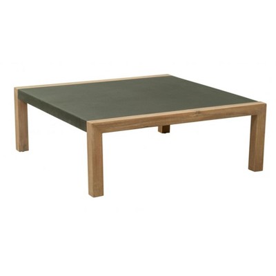 Coffee Table 13"H, Terrazzo & Acacia Wood, Gray, Modern Square Design by Zuo Modern