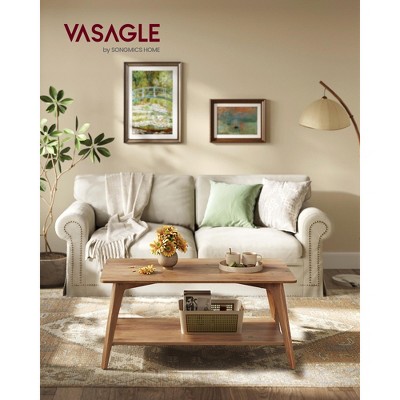 2-Tier Storage Coffee Table, 39.4" Wide Living Room Center Table, 110lb Capacity, Easy Assembly, Rounded Corners