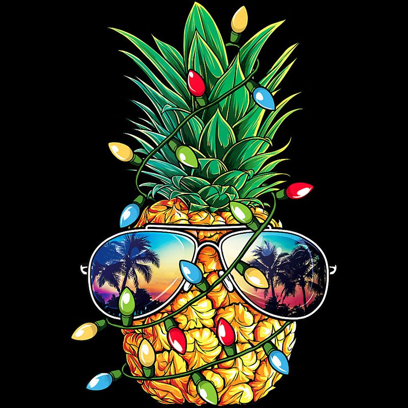 Women's Design By Humans Pineapple Christmas Tree Lights Xmas Men Gifts Sunglasses T-Shir By NekoShop Racerback Tank Top, 2 of 4