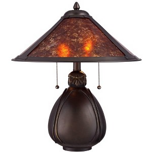 Robert Louis Tiffany Art Deco Accent Table Lamp 19 High Bronze Pottery Natural Mica Shade For Bedroom Bedside Nightstand Office Target