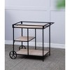Vynxaria 3-Tier Utility Storage Shelves Bar Cart with Wheels, Black Frame and Wood Tiers - 3 of 4