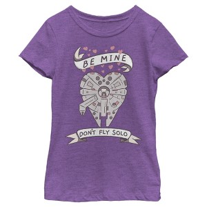 Girl's Star Wars Valentine Don't Fly Solo T-Shirt - 1 of 3