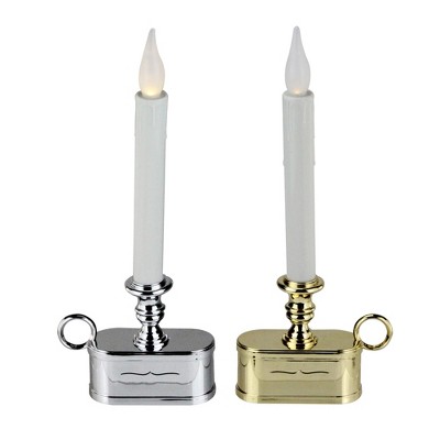 Brite Star 12ct Warm White LED Christmas Candle Lamp with Base 11" - Gold/Silver