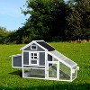 Gulches Removable Tray Ramp wooden outdoor chicken hutch coop with running cage with wheels ,Gray - 2 of 4