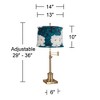360 Lighting Westbury 36" Tall Skinny Large Traditional End Table Lamp Swing Arm Gold Antique Brass Finish Single Blue and White Shade Living Room - 4 of 4