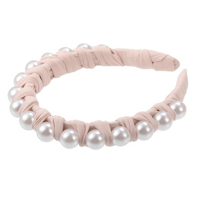 Unique Bargains Women's Fashion Faux Pearl Braided Tape Headband Hairband 0.79 Inch Wide 1 Pc