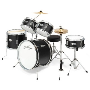 Ashthorpe 5-Piece Complete Junior Drum Set with Brass Cymbals - Advanced Beginner Drum Kit - 1 of 4