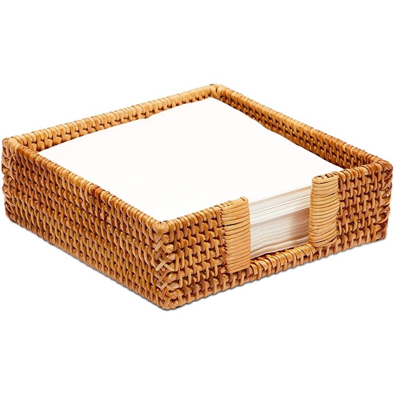 Farmlyn Creek Rattan Paper Napkin Holder for Tables, Kitchen & Home Decor, 7 x 7 x 2.34 in, 1 of 8