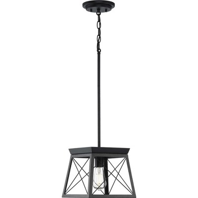 Briarwood Textured Black Mini-Pendant with Faux Wood Accent