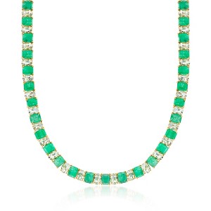 Ross-Simons 40.00 ct. t.w. Emerald and 30.00 ct. t.w. Prasiolite Necklace in 18kt Gold Over Sterling Size 18 - 1 of 4