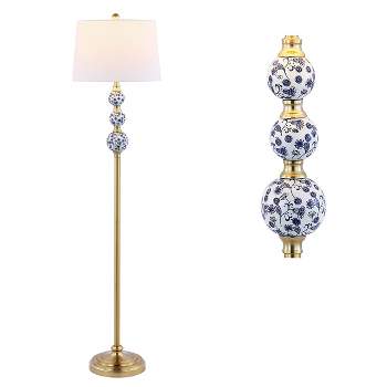 62.5" Tavira Classic Midcentury Iron LED Floor Lamp Brass Gold (Includes LED Light Bulb) - JONATHAN Y