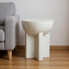 HomeRoots 18" White Faux Stone Round Pedestal End Table - 2 of 4