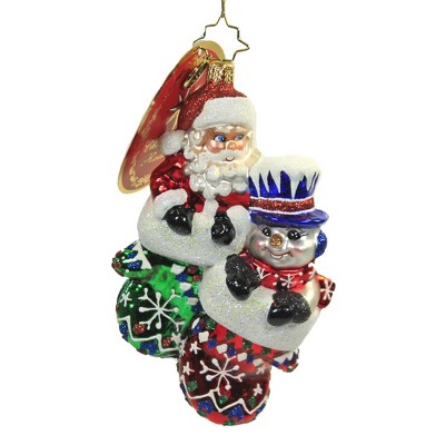 Christopher Radko 5.0" A Perfect Pair Ornament Santa Snowman  -  Tree Ornaments