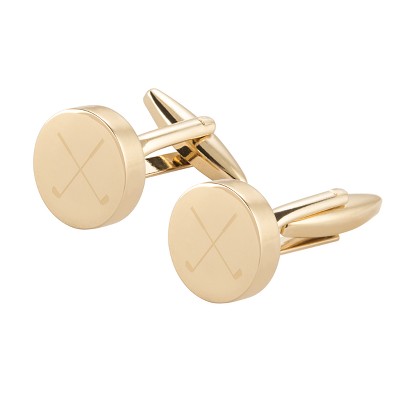 Golf Round Cuff Links Gold