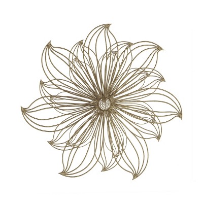 Hastings Home Metallic Layered Wire Flower Hanging Accent Art - Gold
