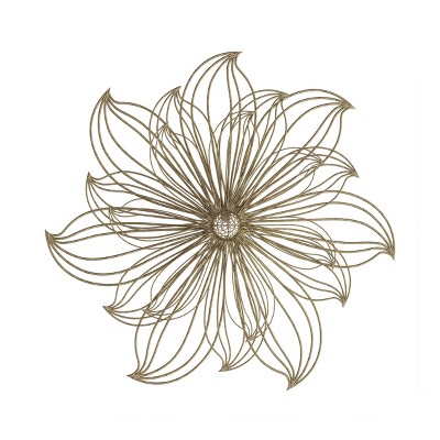 Hastings Home Metallic Layered Wire Flower Hanging Accent Art - Gold