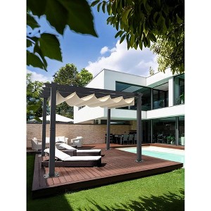 Garvee Outdoor Aluminum Pergola with Upgraded Retractable Canopy--Outdoor Shelter Suitable for Gardens, Backyard, Lawn, Deck - 1 of 4