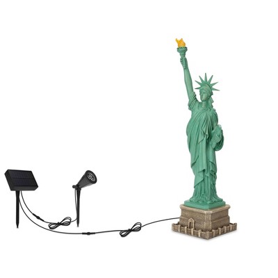 Resin/ABS Liberty Statue with Solar Spotlight Green - Techko Maid