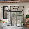 Outsunny Lean-to Polycarbonate Greenhouse with Sliding Door, Roof Vent, Rain Gutter, Walk-in Aluminum Hot House, Black - 2 of 4